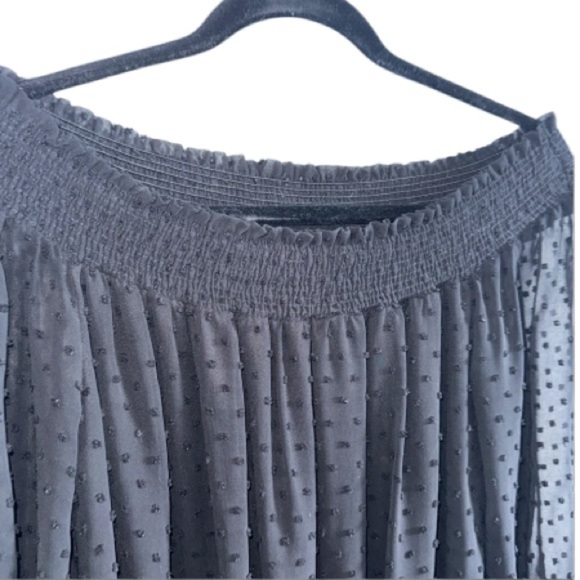 Mahina Dress Black Swiss Dot Off Shoulder Mini Sz Small D15186DIZ Beach Summer - Picture 5 of 8